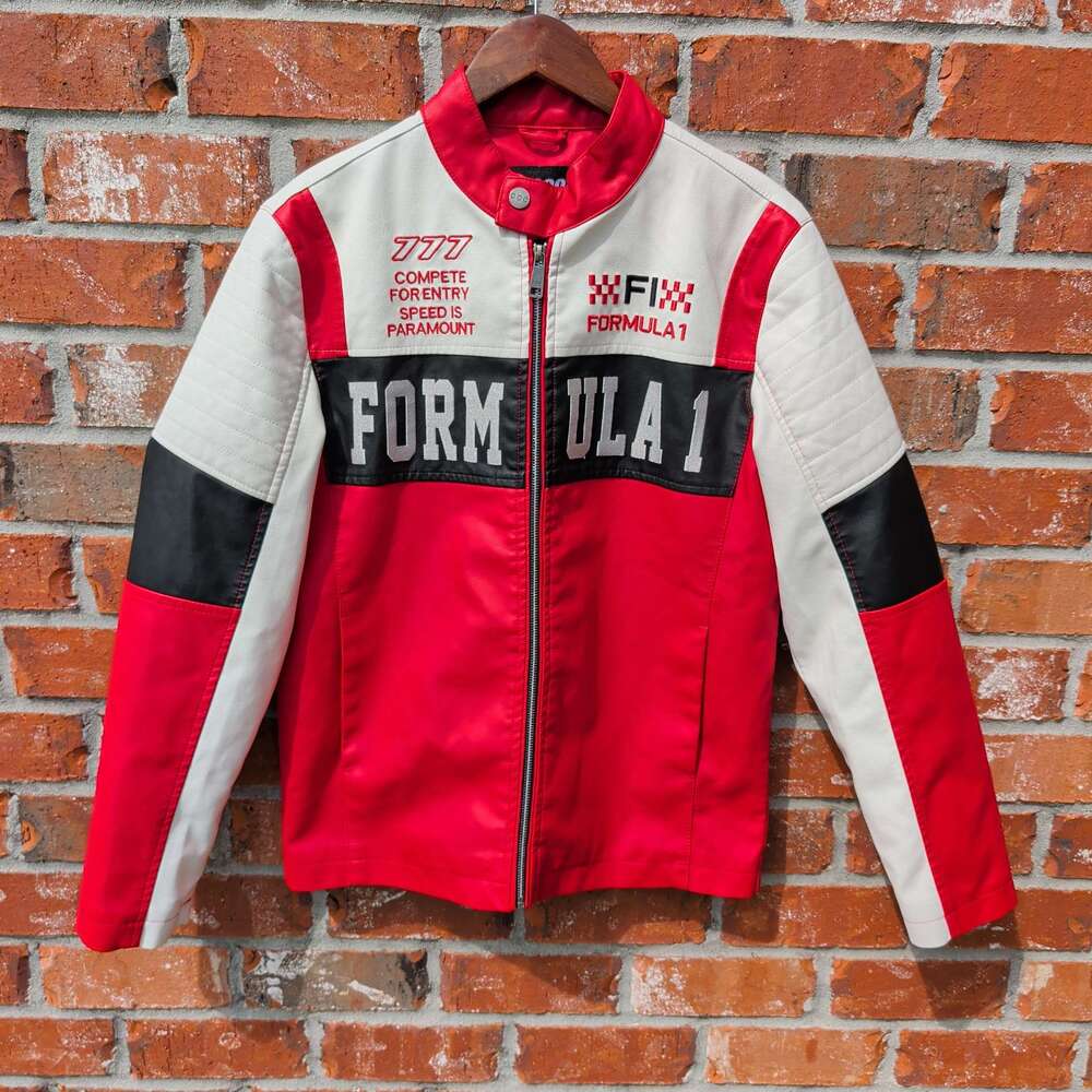 CCC Formula 1 Racing Jacket Mens M Red White Faux Leather Vintage F1